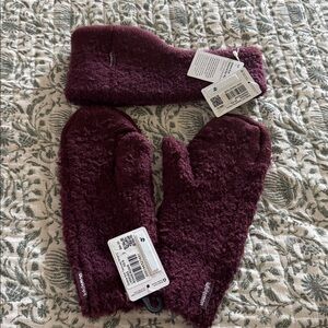 NWT Lululemon maroon Ombre Knit Mittens (tag $64) and ear warmer (tag $58)